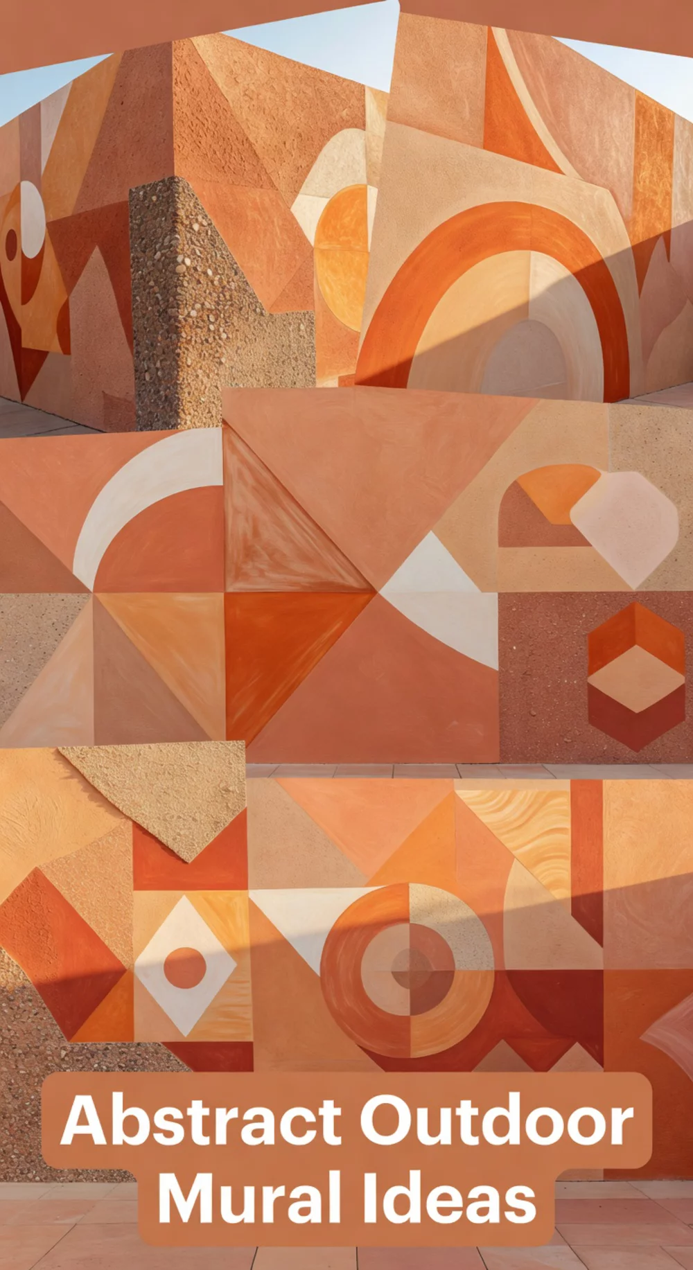 Outdoor Patio Abstract Mural in Warm Terracotta and Sand Tones