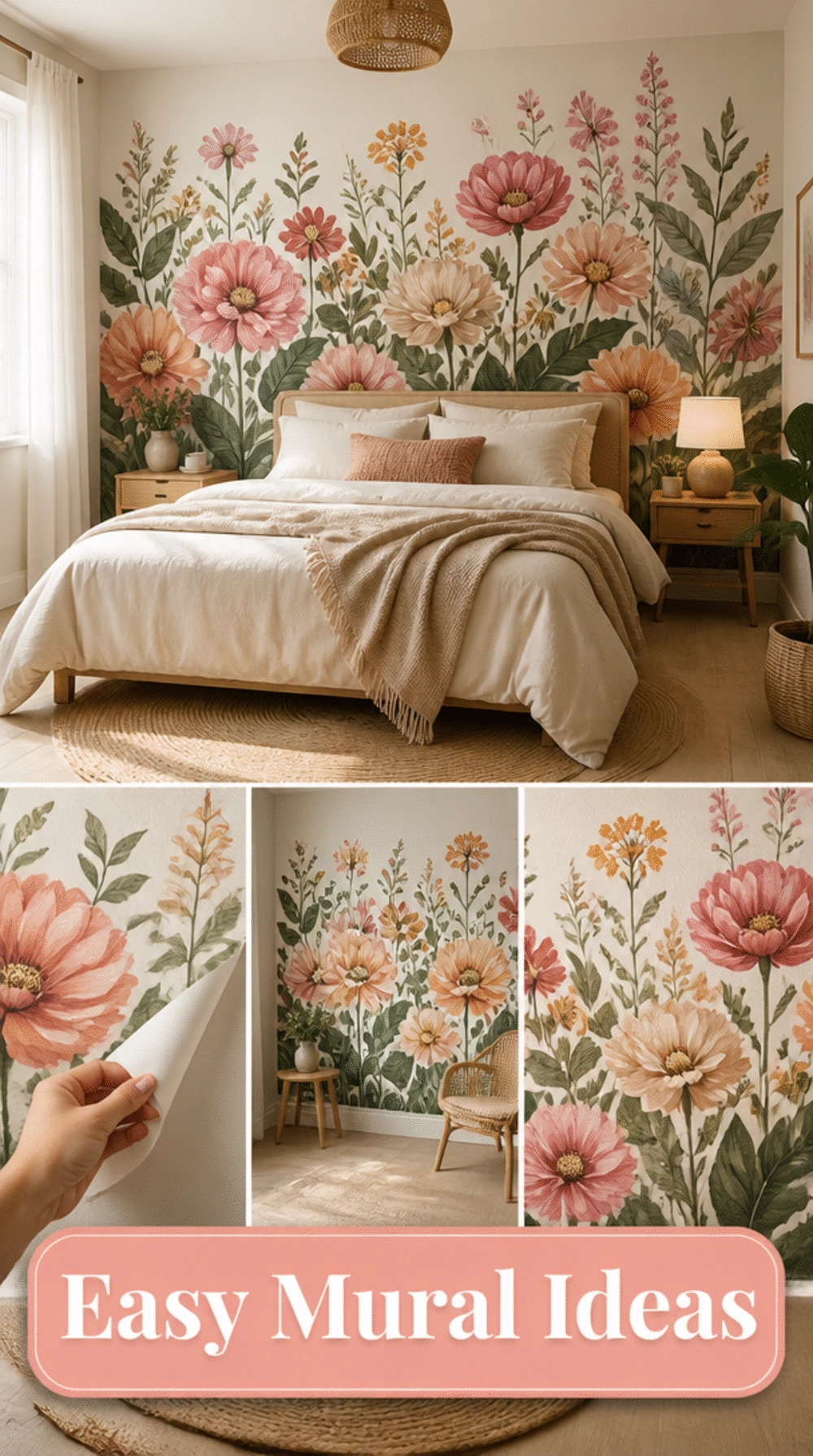 Giant Peel-and-Stick Mural Panel for a Large Empty Bedroom Wall
