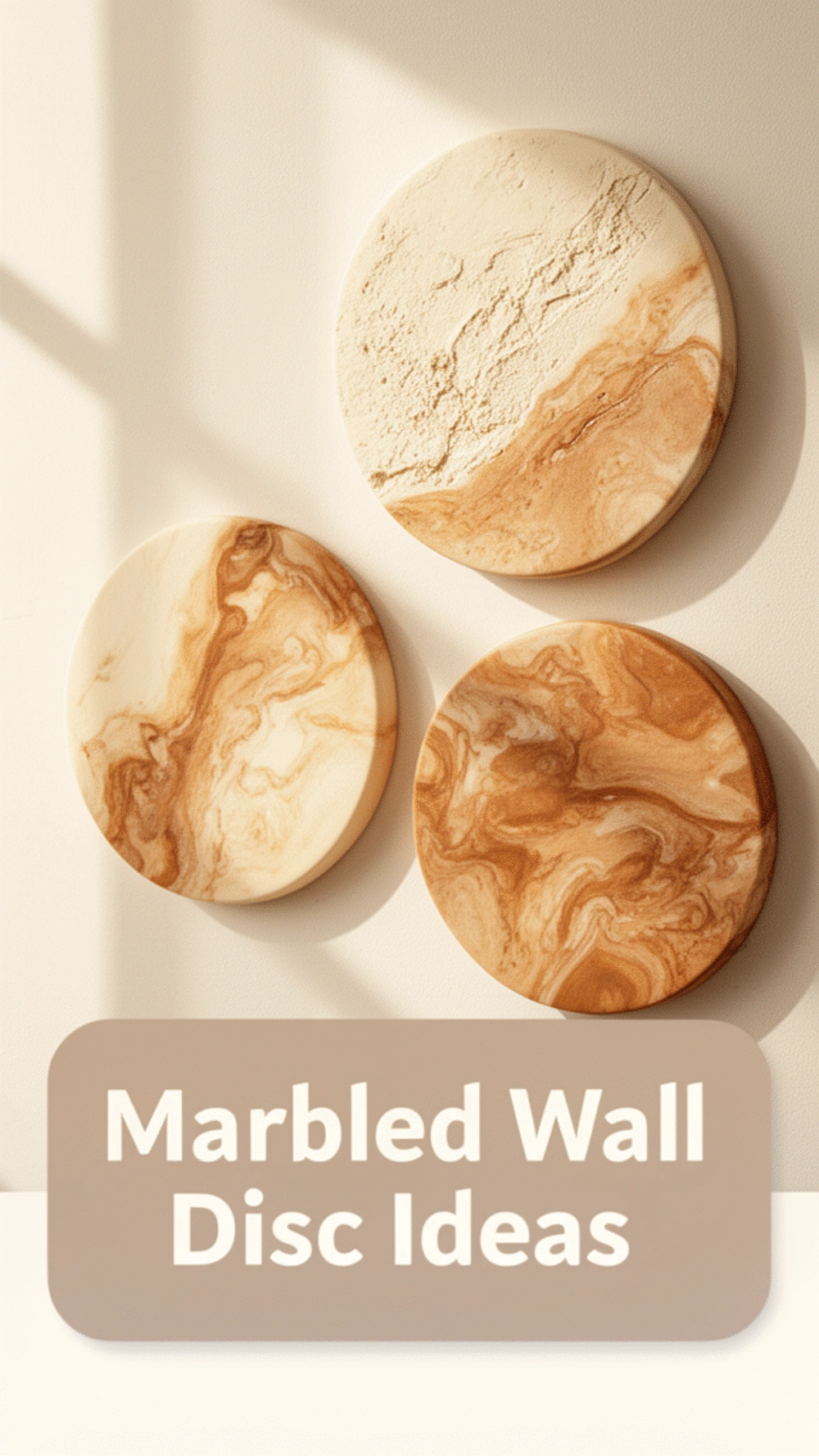 Marbled Polymer Clay Wall Disc Set in Cream and Warm Brown Tones