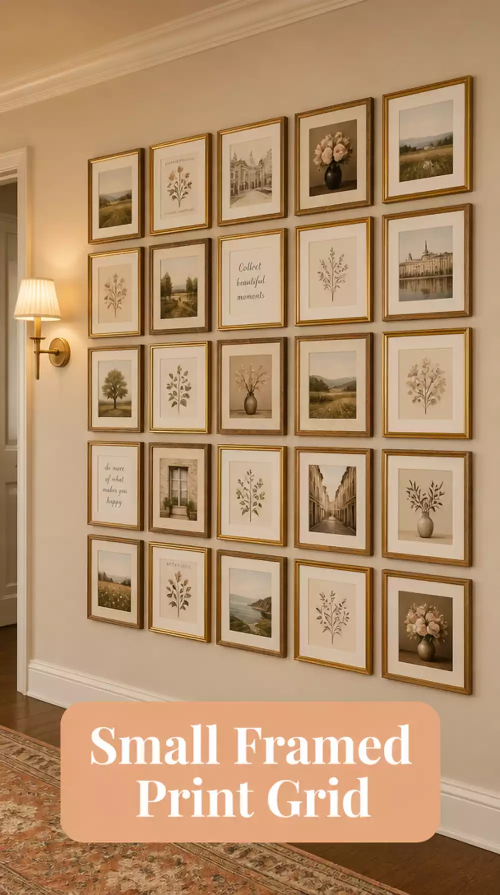 Hallway Small Framed Print Grid That Fills a Long Blank Wall Beautifully