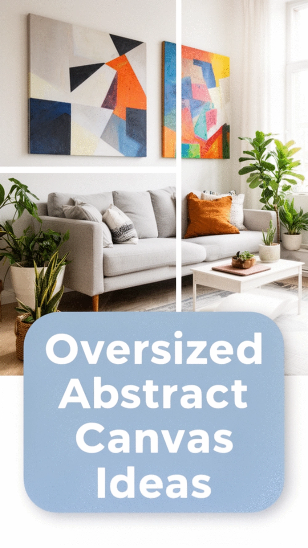 Oversized Abstract Canvas That Zones a Living Area in an Open-Plan Room