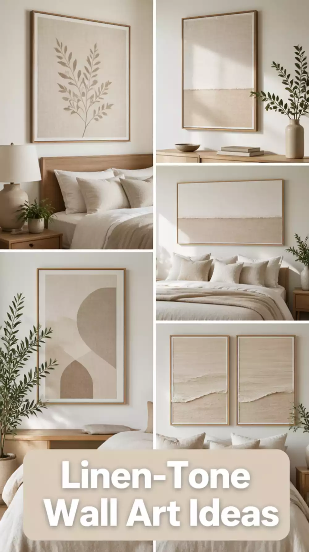 Linen-Tone Textured Framed Wall Art for a Minimal Bedroom