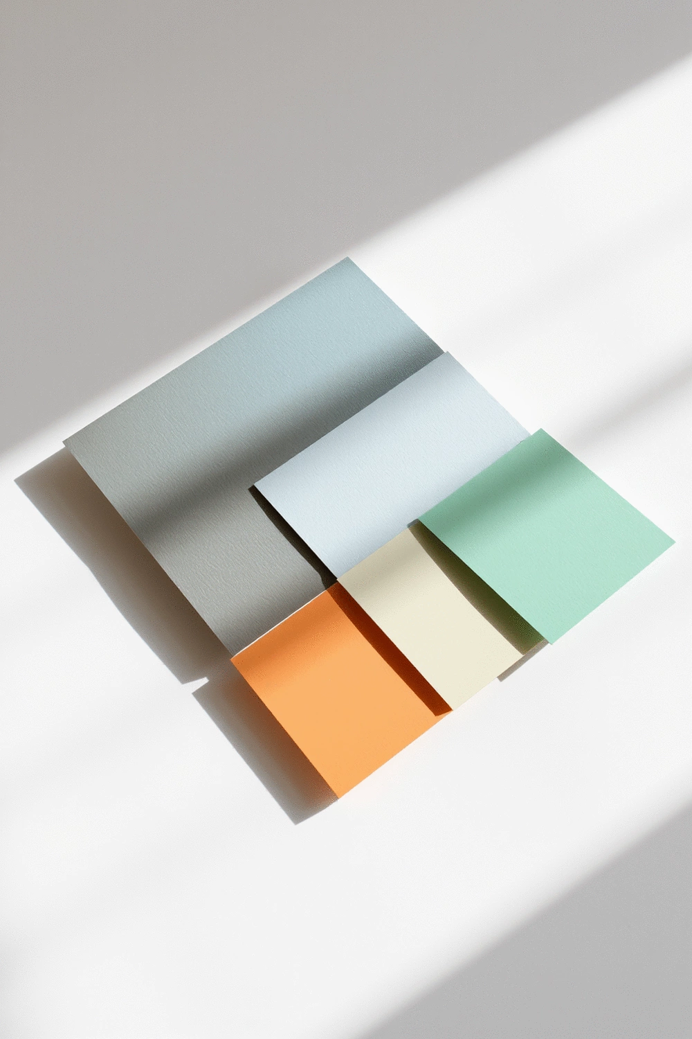 Abstract color palette swatches arranged harmoniously on a clean surface