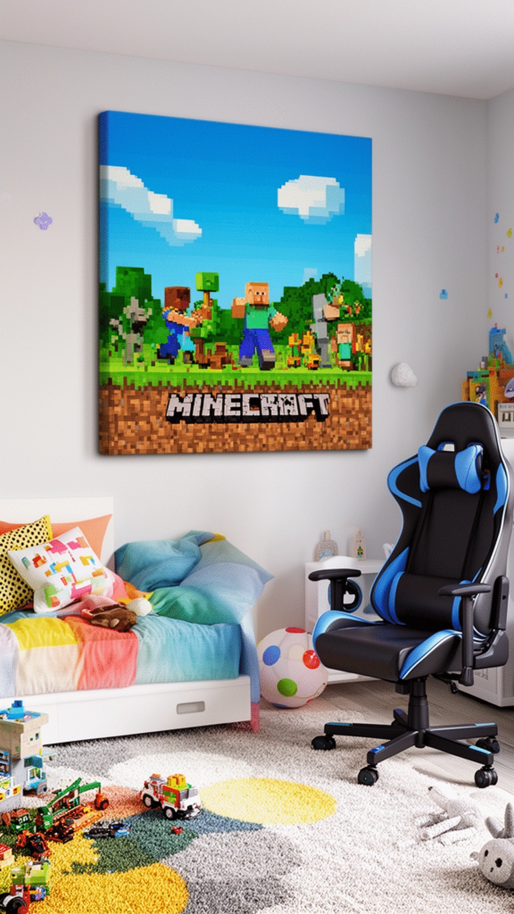 Minecraft Pixel Art Canvas Print for a Kids Bedroom Feature Wall