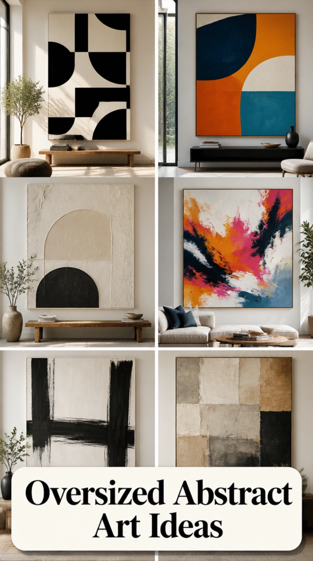 Oversized Abstract Canvas Wall Art That Fills an Entire Living Room Wall