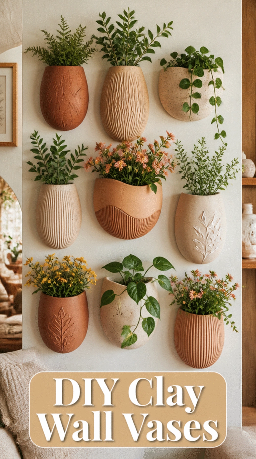 DIY Clay Wall Vase That Doubles as Living Room Wall Decor
